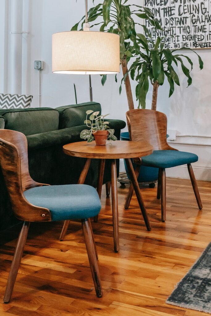 clean-living-room-plant-blue-chairs